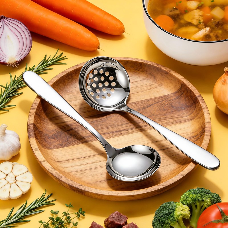 4Pcs Ladle Stainless Steel Spoon Kitchen Slotted Spoons and Soup
