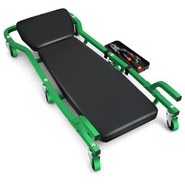 CAAP DRIVEN Rolling Vehicle Repair Garage/Shop Creeper with 3-leves Adjustable Headrest, Side Tool Trays and 6 Casters,Green, CAAP-TOLS-2IN1RC-A-GN