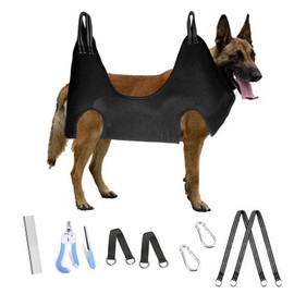 Dog Grooming Hammock Pet Dog Grooming Harness Groomings Sling with with Nail Clipper File Comb for Dogs Cats (Black, XL)