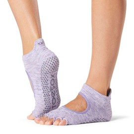 ToeSox Half Toe Bellarina Grip Socks – 5-Toe Design, Non-Slip Socks, Natural Toe Movement, Pilates Socks, Yoga Socks, Toe Socks for Dance, Barre & Ballet, Heather Purple, Medium