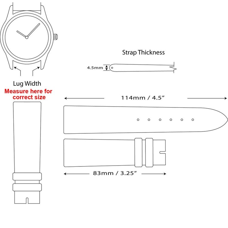 Glove Leather Watch Band - Black 20mm