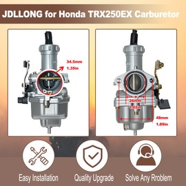 JDLLONG TRX250EX Carburetor for Honda Sportrax 250 EX TRX250EX 2001 2002 2003 2004 2005 ATV Carb with Throttle Cable Fuel Petcock Valve and 35mm Air Filter