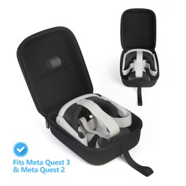 JSVER Case for Meta Quest 3/3S, Carry Case for Oculus Quest 2 Travel Case, VR Headset, Gamepad Controller and Accessories, Compatible with Standard Strap, Black, black