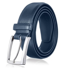 KM Legend Men's Belt Leather-Classic & Fashion for Work Business and Casual, Basic Blue, 44