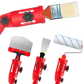 Multi-Angle Paint Brush Extender for High Ceiling Walls Corners,Extension Pole Attachment Holder for Paint Brush,Roller, Scraper(Red)