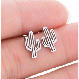 2 Pairs Cactus Stud Earrings for Women Stainless Steel Mens Tiny Stud Earrings Gold Silver Cactus Stud Earrings Set