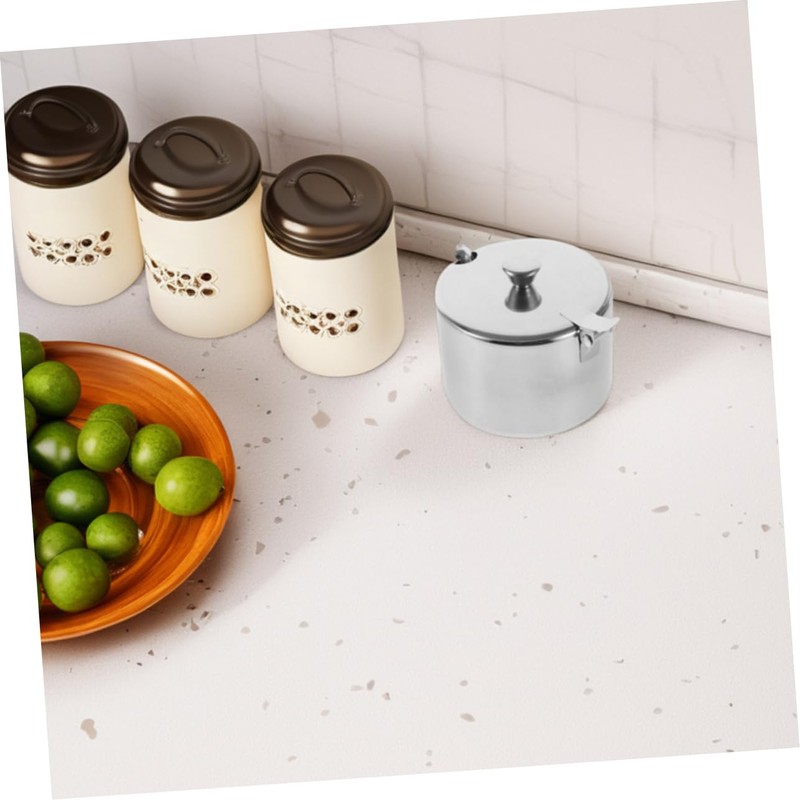 BIUDECO Stainless Steel Sugar Bowl with Lid Spoon Condiment Container