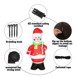 7Ft Christmas Inflatable Snowman Yard Decor with Built-in LED Lights - Xmas Outdoor Decorations for Yard, Lawn, Garden - Includes Stakes