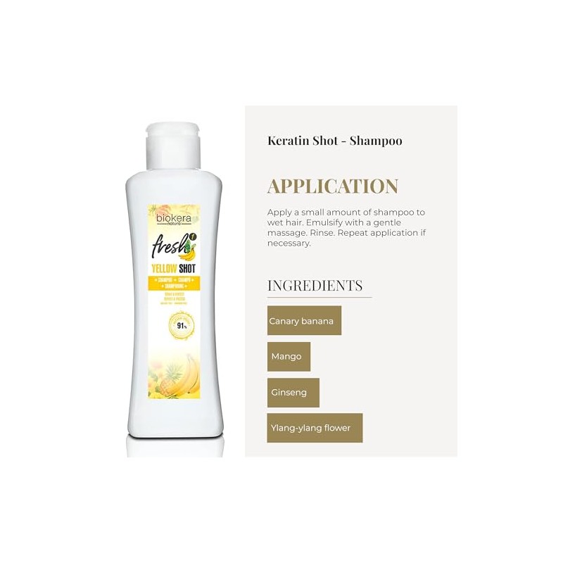 Salerm Biokera Natural Fresh Yellow Shot Shampoo, 10.14 Ounce/300 ml