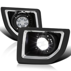 Spec-D Tuning Clear Driving LED Fog Lights +Built-In LED Bulbs + Switch Compatible with 2015-2018 GMC Sierra 2500HD 3500HD L+R Pair Assembly