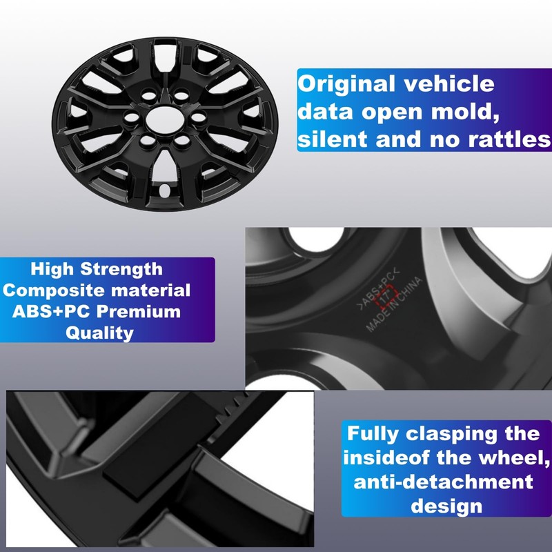 TULALUX Wheel Skins Compatible with Toyota Tacoma 2024-2025; Glossy Black