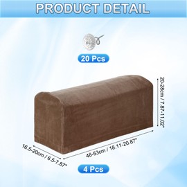 uxcell 4Pcs Stretch Armrest Covers, Polyester Soft Armchair Slipcovers Couch Recliner Arm Cover with Twist Pins for Chair Sofa Protector, Dark Brown