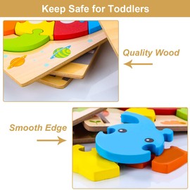 SKYFIELD Wooden Vehicle Toddler Puzzles for 1 2 3 Years Old Boys & Girls, Baby STEM Educational Toy Gift with 4 Vehicles Montessori Learning Puzzles, Bright Vibrant Color Shapes