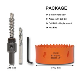 VIKITON 3.5 inch Hole Saw with Arbor for Metal Wood Plastic, 3-1/2 in Bimetal Hole Cutter for Different Project with Smooth and Flat Drilling Edge, Fast Chip Removal