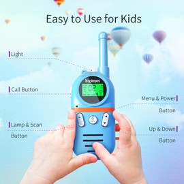 Inspireyes Walkie Talkies for Kids Rechargeable,Toys for Boys and Girls Ages 3-12, 2 Pack Long Range 2-Way Radios, Birthday Gifts,Christmas Stockings, Outdoor Play, Family Games, Hiking Camping Gear