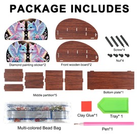 DIY Diamond Painting Remote Control Holder – Blue & Pink Winged Foxes Design, Handmade 5D Rhinestone Art Craft Storage Box for Home Organization and Decorative Display