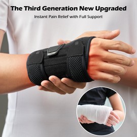 FREETOO Stable Version Wrist Support with 3 Metal Stays, Comfy Carpal Tunnel Wrist Splint with Soft Pad for Daily Use, Breathable Wrist Support Brace Fit Right Hand for Arthritis,RSI,Sprain Recovery