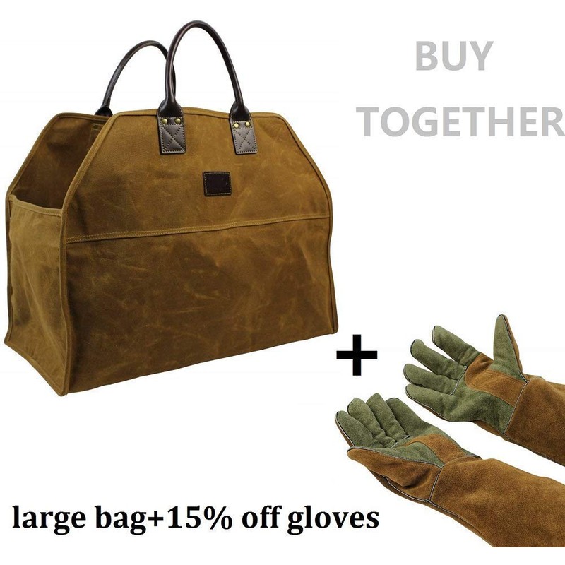 INNO STAGE Heavy Duty Wax Canvas Log Carrier Tote,Large Fire