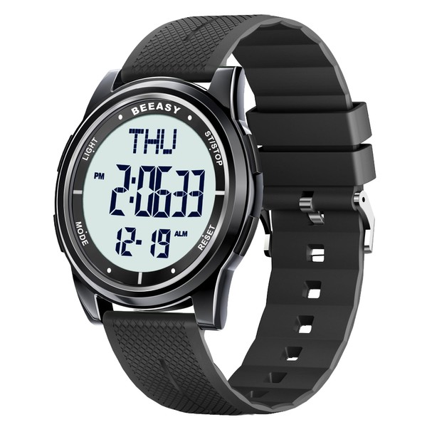 Beeasy Mens Metal Digital Watch Waterproof with Stopwatch Alarm Dual