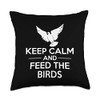 Keep Calm And Feed The Birds Pigeon Doves Throw Pillow