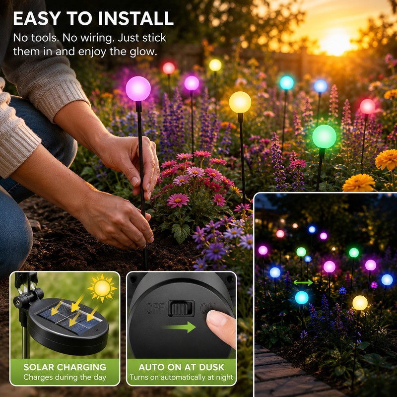 Solar Firefly Garden Lights for Outdoor Decor – Swaying LED