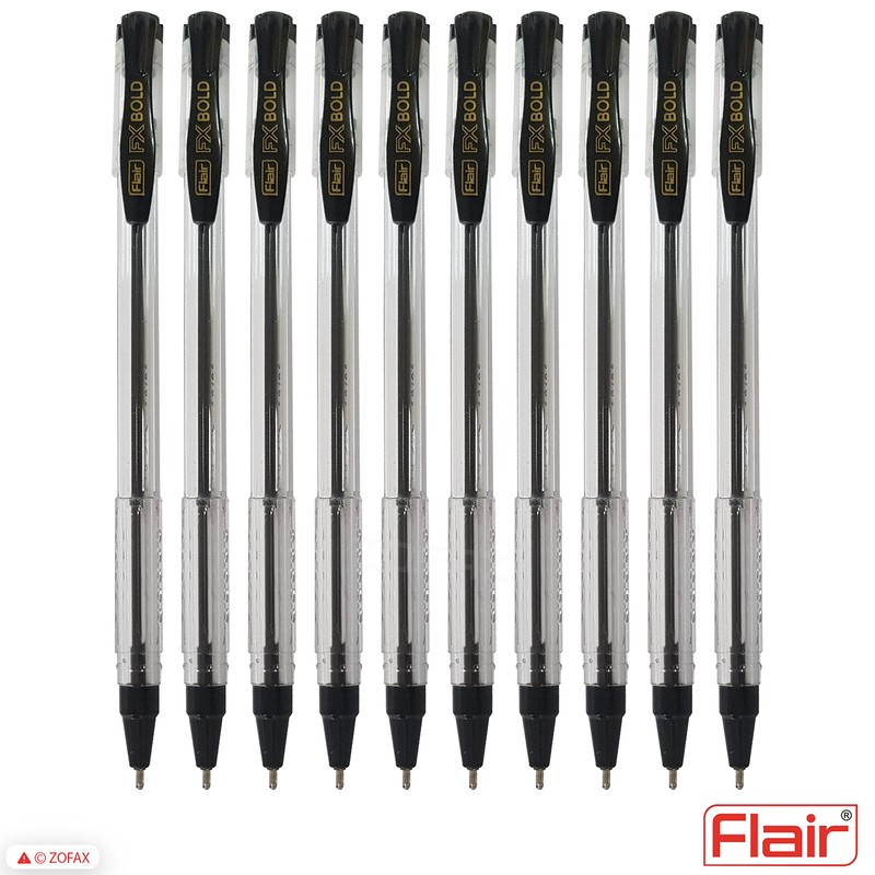 FLAIR FX 10 x 1.0mm Tip Dark BLACK Ballpoint Pens