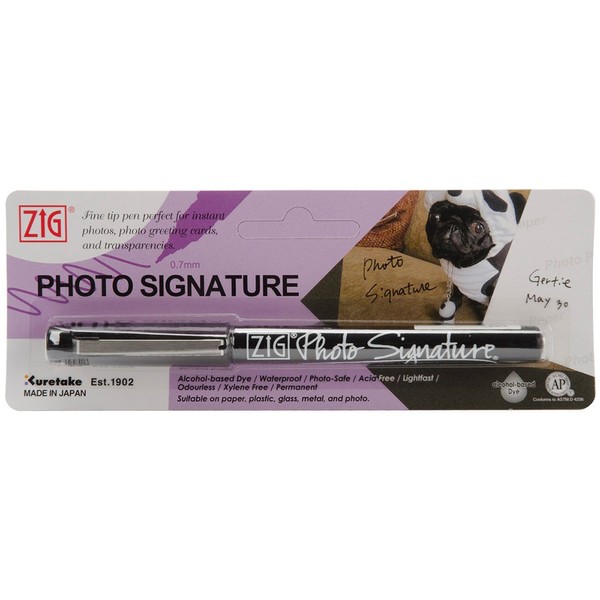 Zig 0.7mm Photo Signature Marker, Carded, Black
