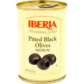 Iberia Premium Select Pitted Black Medium Olives, 6 Ounce (Pack of 12)