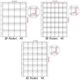 460 Pockets 3 Sizes Coin Collection Pages, 15 Sheets Coin Collection Supplies Pages with Standard 9 Hole Coin Binder Sleeves for Coin Stamp Currency Collection (20+30+42 Pocket)