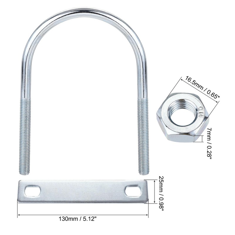 sourcing map 1 Set Round U-Bolts Steel M10 with Nut