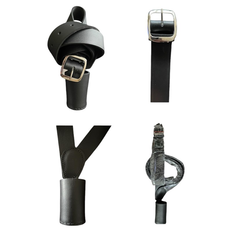 FLAG CROSS BELT HOLDER CARRIER BLACK LEATHER Military Parade POLE