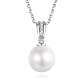 VIKI LYNN 7-8mm Freshwater Cultured Pearl Necklace Single Pearl Pendant Jewelry for Women Silver