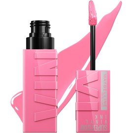 Maybelline Super Stay Vinyl Ink, Labial Líquido de Larga Duración, Efecto Vinilo y Acabado Brillante Instantáneo, Color Intenso por Hasta 16 Horas, Tono Upbeat