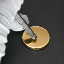 MICAIKEM 1-1/4" Brass Engraving Blanks Coin Blanks Tags Heavy Duty 3mm Thick for Hand Stamping. Pack of 5