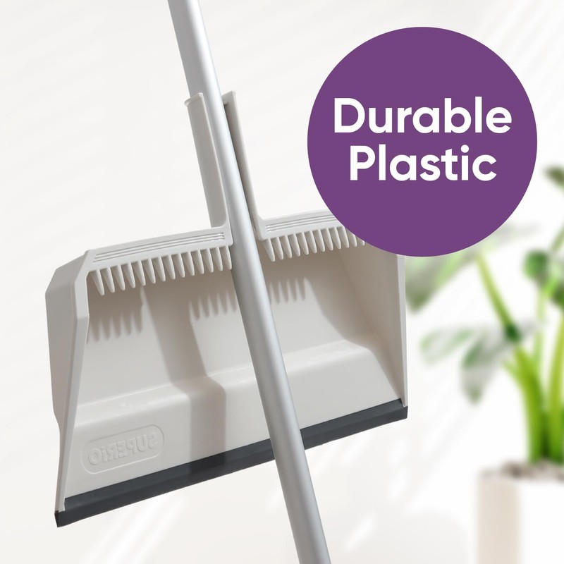 Superio 2-Pack Wide Plastic Dustpan with Comb - 16" Wide,