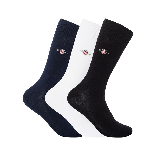 GANT Men's SHIELD SOCKS 3-PACK Herren Socken, Black,