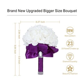 Febou Wedding Bouquet Bridesmaid Bouquet, Bridal Bouquet Artificial Flowers for Wedding, Party and Church (Purple Big Size)
