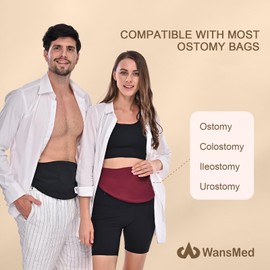 WansMed Colostomy Bag Covers for Men and Women, Stealth Belt for Sports and Daily Life, Colostomy Supplies, Red, Large