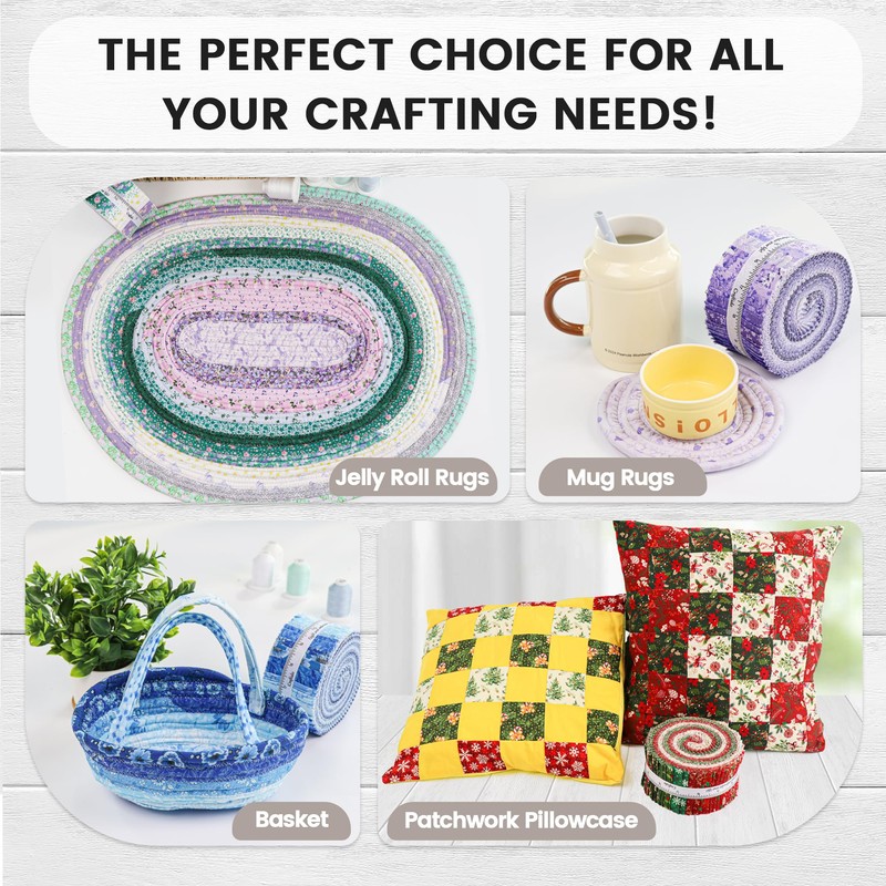 Craftido-18 Options-100% Cotton Jelly Roll Fabric Precut Strips for Quilting,