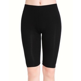 CnlanRow Womens Under Skirt Pants Soft Ultra Stretch Knee Length Leggings Fitness Sport Shorts,X-Large,Black