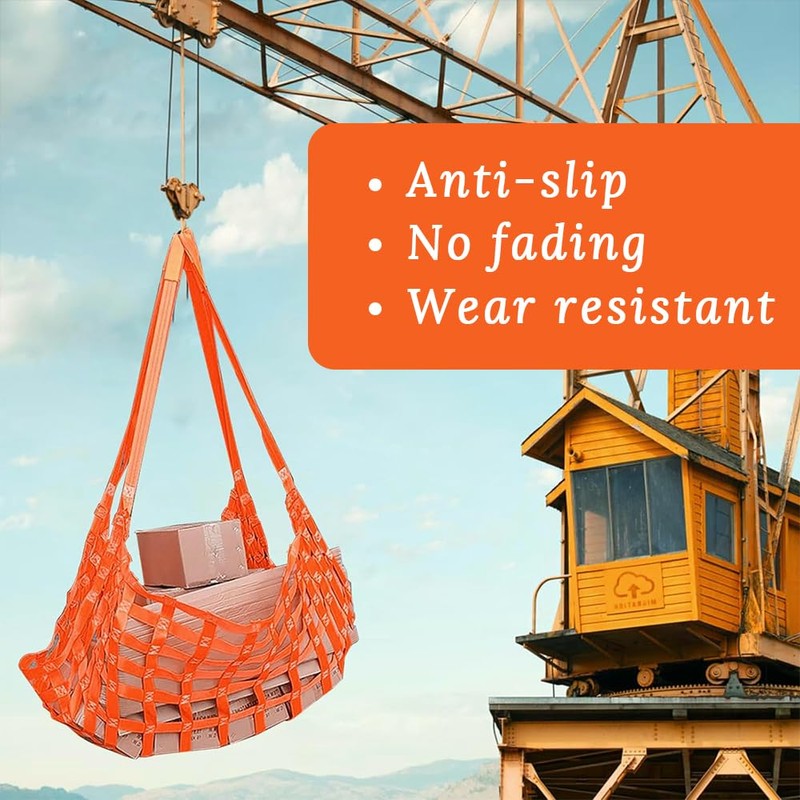 Safety Lifting Belt, Flat Nylon Sling Net, Heavy-Duty Cargo Lifting