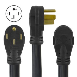 Conntek 14300 RV Power Cord 4-Foot RV 50 Amp Male Plug To Bare Wire , Black