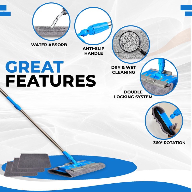 Baseboard Cleaner Tool with Handle - Wall Mop Cleaner with