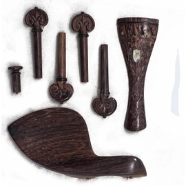 Rosewood Violin Parts Set 4/4 Size ShellInlay Style Black Rim Tailpiece Endpin Pegs Chinrest New