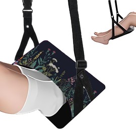Ruhuayoupin Airplane Foot Rest Comfortable Travel Footrest Accessories Adjustable Foot Hammock for Plane,Ergonomic Airplane Travel Essentials,Portable Office Desk Foot Rest(Subtle Flower)