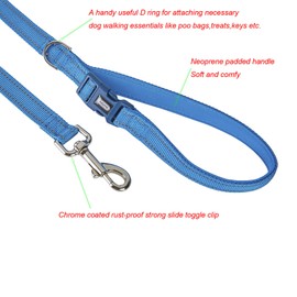 YUDOTE Strong Nylon Dog Lead,Reflective Dog Leash with Soft Comfy Padded Loop Handle,Handy D Ring and Buckle for Daily Walking with Medium Dogs,Royal Blue
