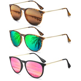 ANYLUV Womens Polarized Womens: Trendy Sun glasses for Women UV400 Protection Round Classic Frame