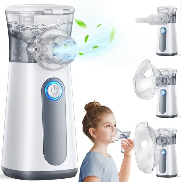 Portable Nebulizer Machine for Kids Adults - Rechargeable Nebuliser Handheld Nebuliser Machine Silent Efficient Atomization for Home & Travel Use