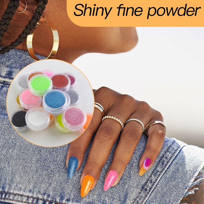 Multi-Color Nail Glitter Set,18 Shimmering Glitter Colors Micro Mini Glass