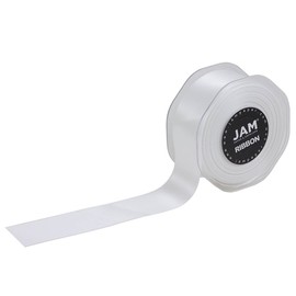 JAM PAPER Double Faced Satin Ribbon - 1 1/2 Inch Wide x 25 Yards - White - Sold Individually